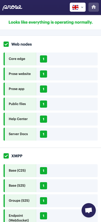 Prose status page example