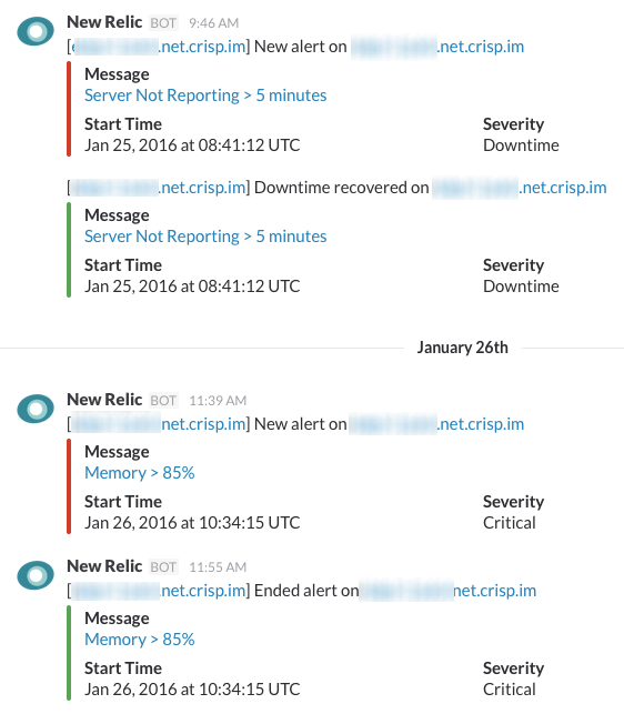 New Relic alerts on our Slack. Be relax, this server is alive.