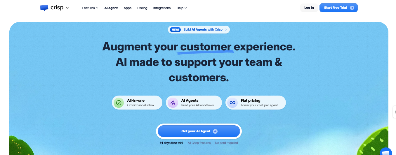 Screenshot of Crisp landing