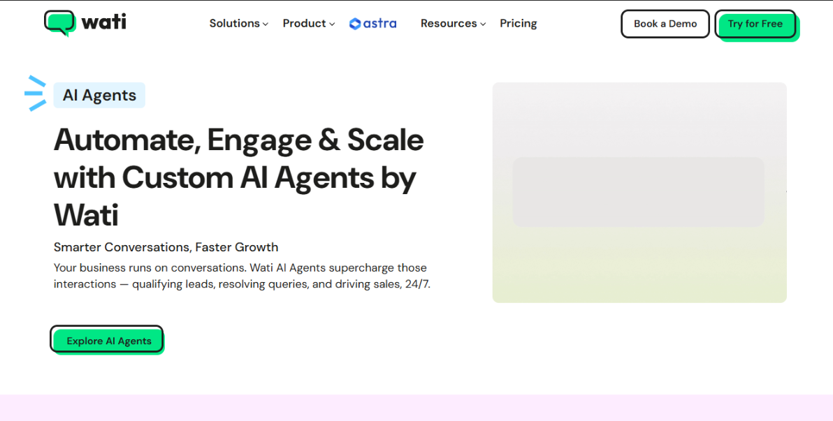 Screenshot of Wati homepage