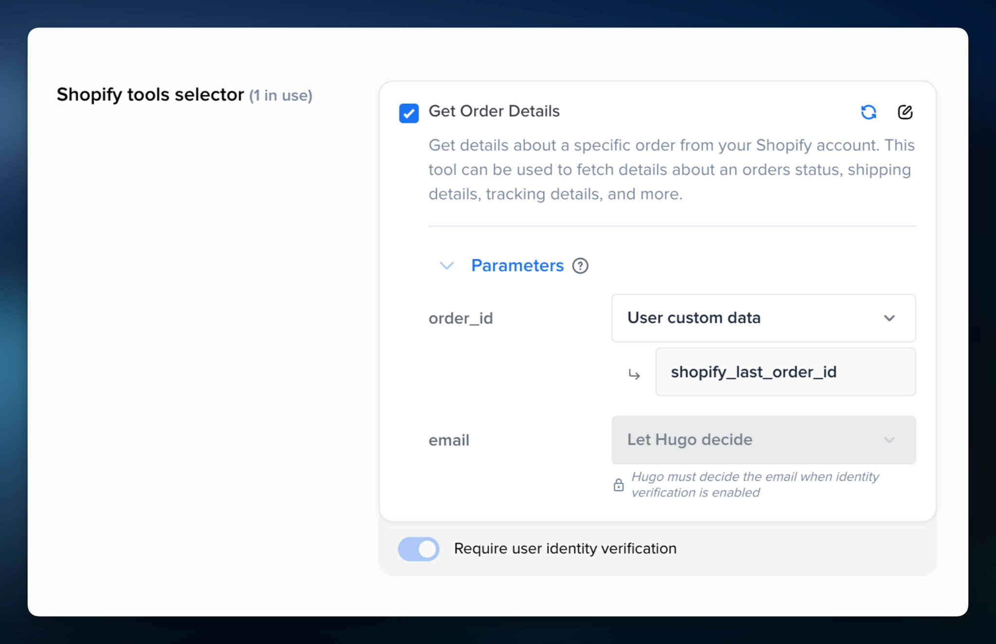 https://crisp.chat/static/blog/content/images/2026/06/crisp-hugo-shopify-tool-parameter-overrides.png
